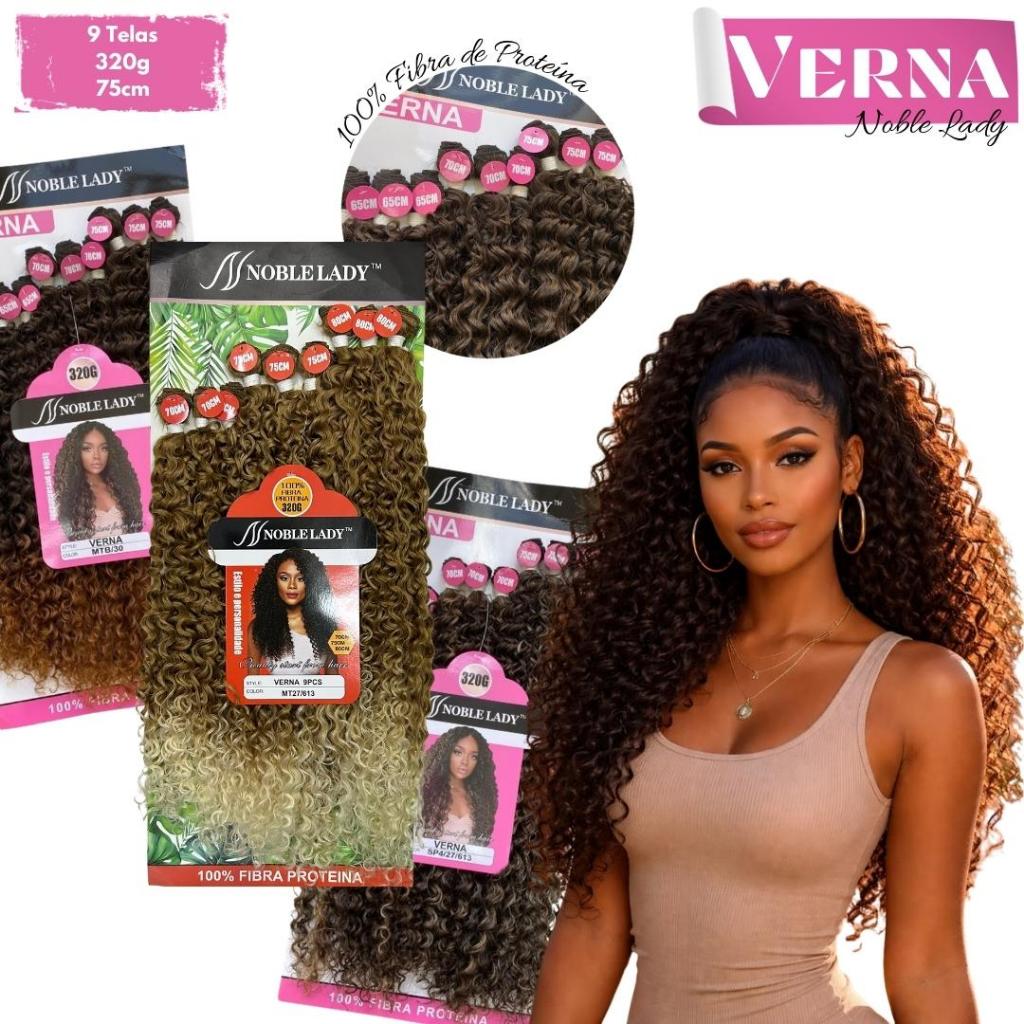 Cabelo Cacheado 80cm 100% Fibra de Proteína Verna Noble Lady 9 Telas 320g em Oferta na Shopee