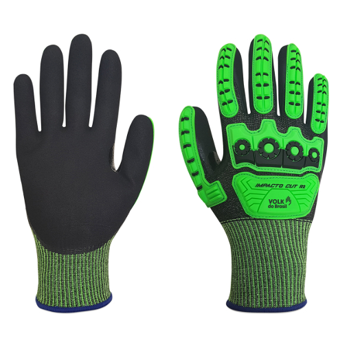 Luva Anticorte e Impacto Cut R2 Volk do Brasil Verde Uso Profissional Alta Proteção