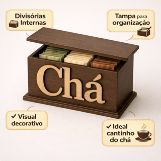 Porta Chá Em MDF Cantinho do Café Vintage em Oferta na Shopee