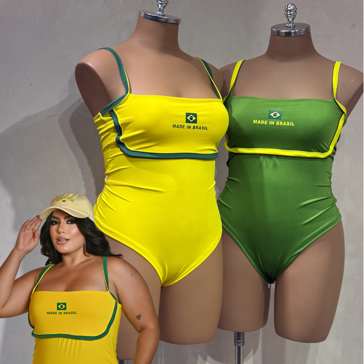 Body Brasil Feminino Modelador Plus Size BrasilCore 2026 Suplex Premium Forro Duplo Zero Transparência Copa do Mundo em Oferta na Shopee