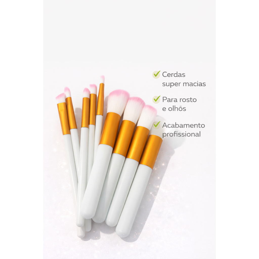 Kit 10 Pincéis Kabuki - Maquiagem/ Kit de pincéis/ Pincéis de maquiagem/ Pincéis/ Pincel