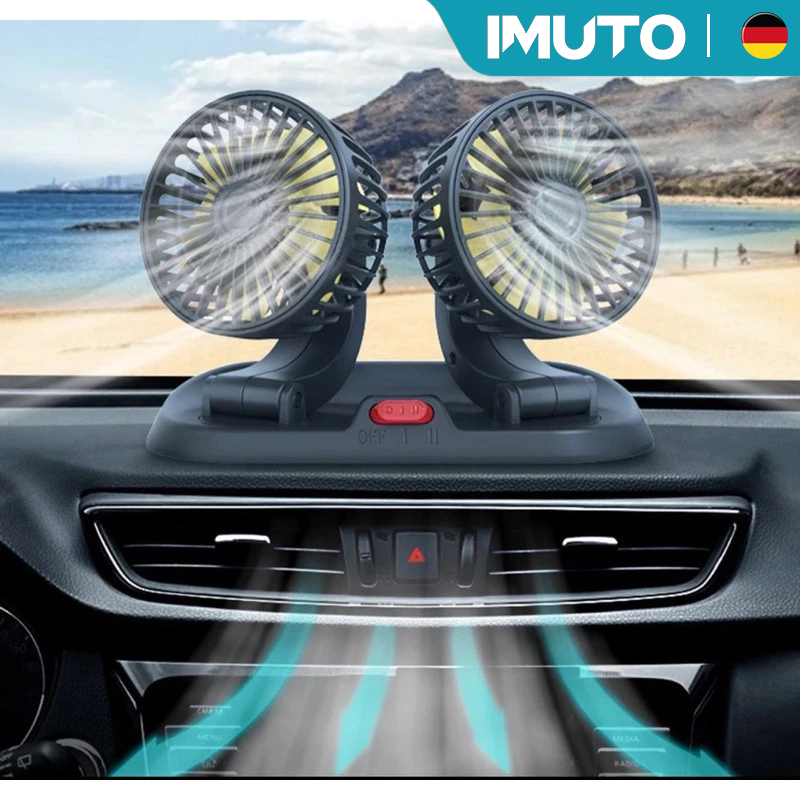 Ventilador De Cabeça Dupla Do Carro Veículo Automóvel Dc 24v/12v Rotação 360°Grande Vento Com Controle De Duas Velocidad