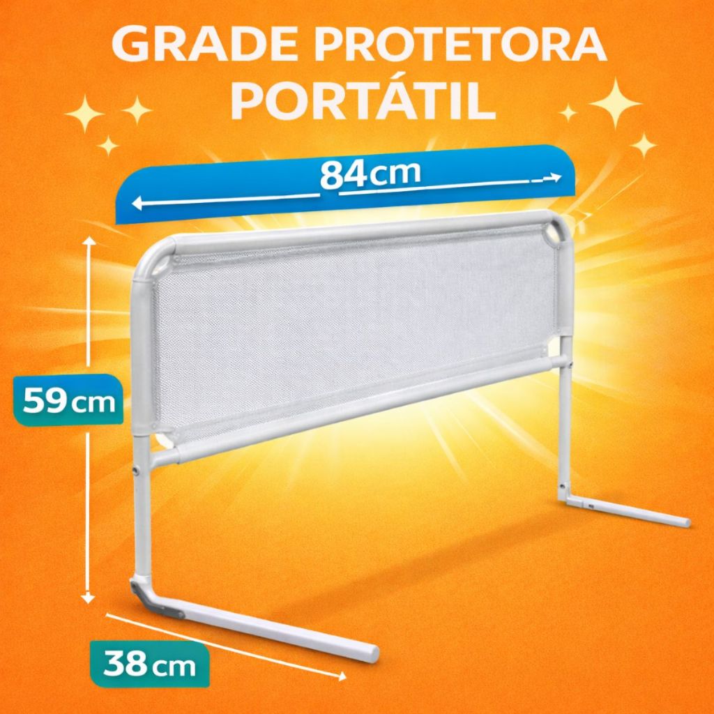 Grade de Proteção para Cama Box 84x59cm Infantil Anti Queda Bebê Média Reforçada em Oferta na Shopee