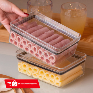 Kit Porta Frios com Tampa Duplo Hermético 770ml Para Queijo Presunto Pote Mantimentos Acrilico em Oferta na Shopee