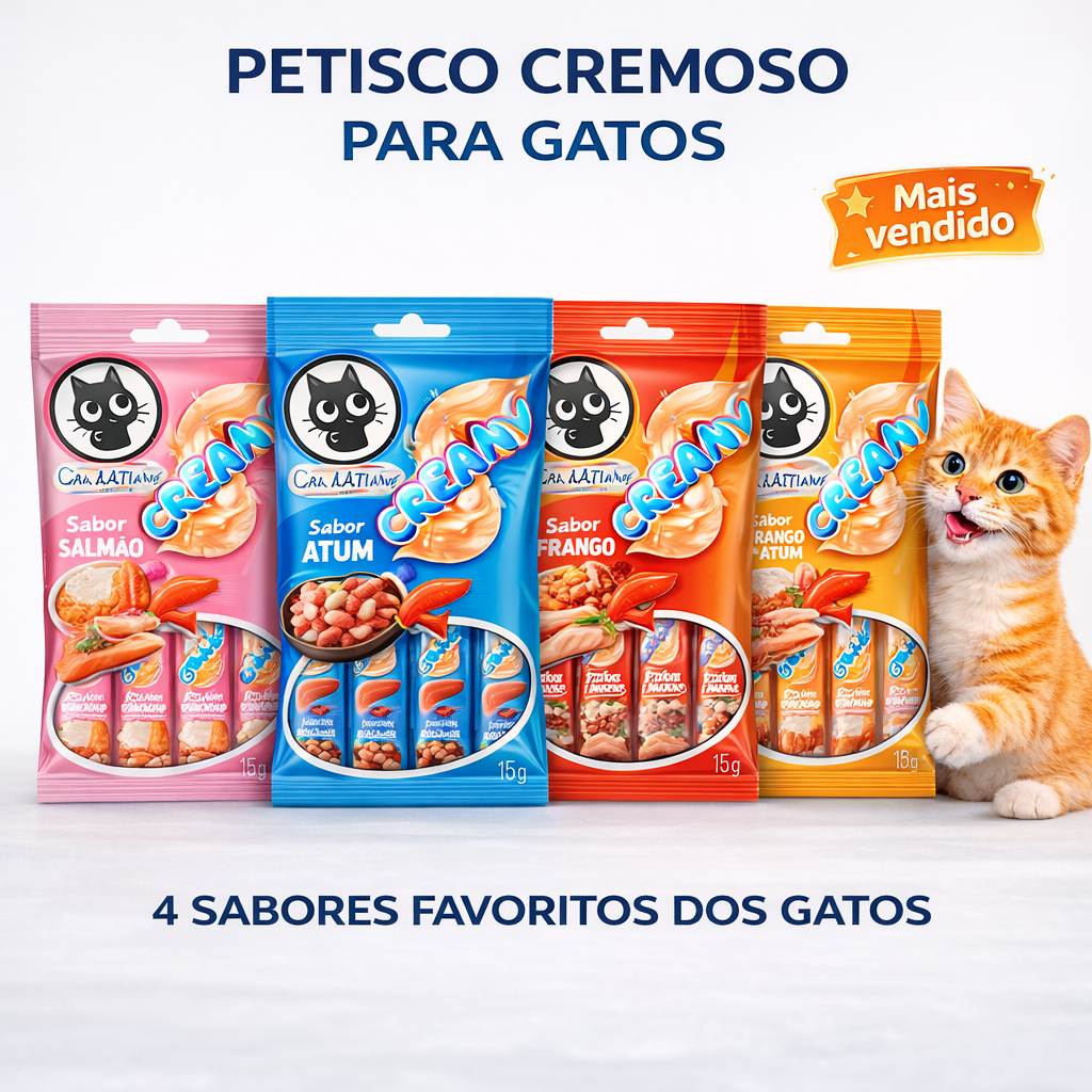 Chuchups Creamy Petisco Cremoso Para Gatos Snack Gourmet Sabor Frango Salmão Atum Patê