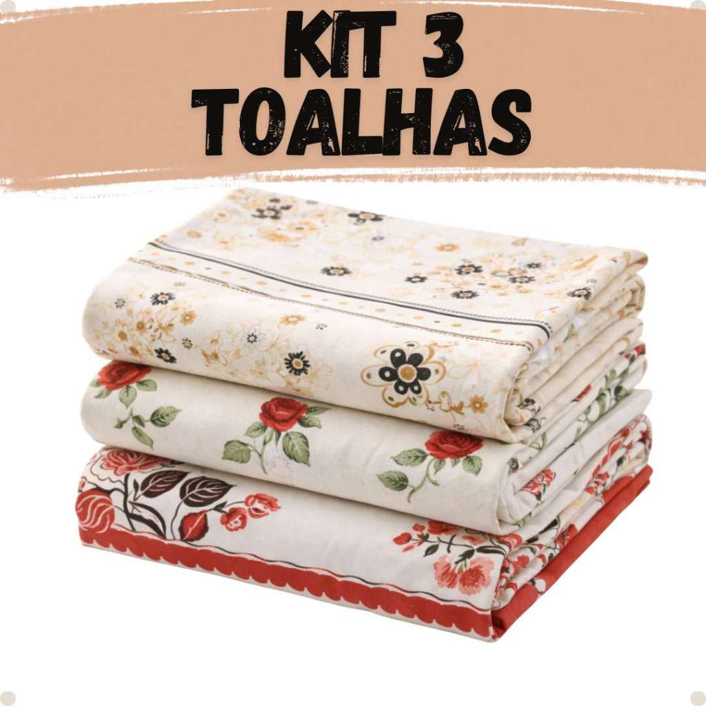 Kit 3 Toalhas de Mesa Oxford Estampadas Sortidas Ideal para Todos os Tamanhos de Mesa