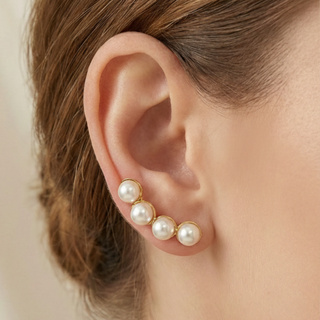 Brinco Ear Cuff de Pérola Banhado em Ouro 18K em Oferta na Shopee