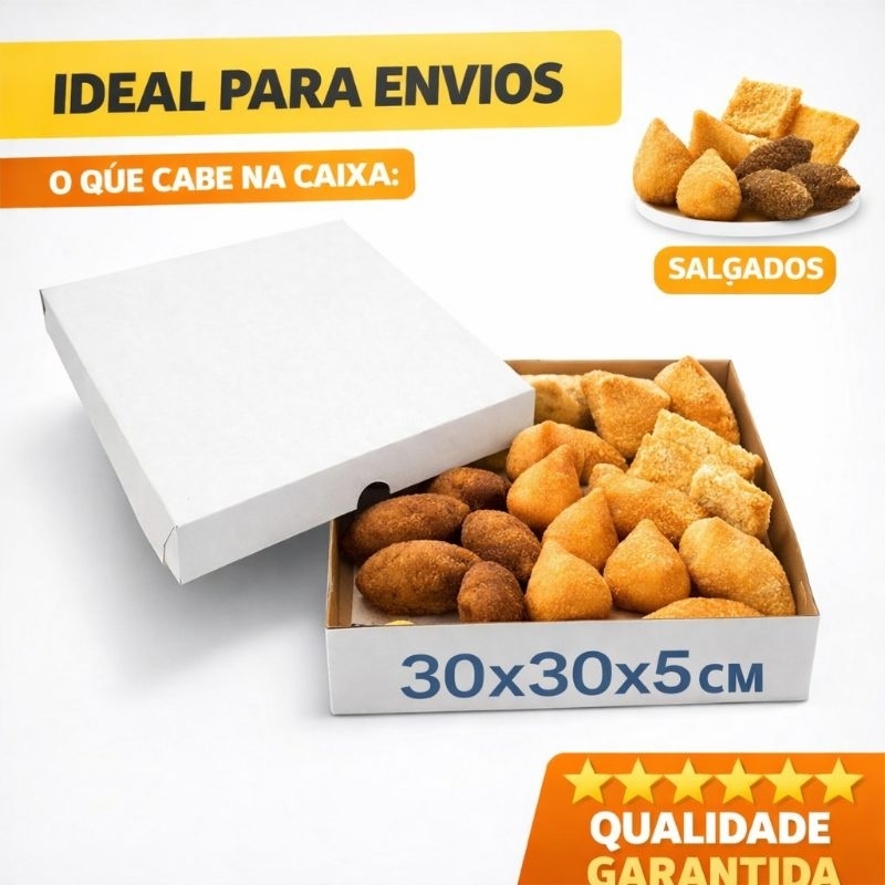 25 Caixas de Papelão Premium 30x30x5 Salgados Doces Camisetas Eletrônicos