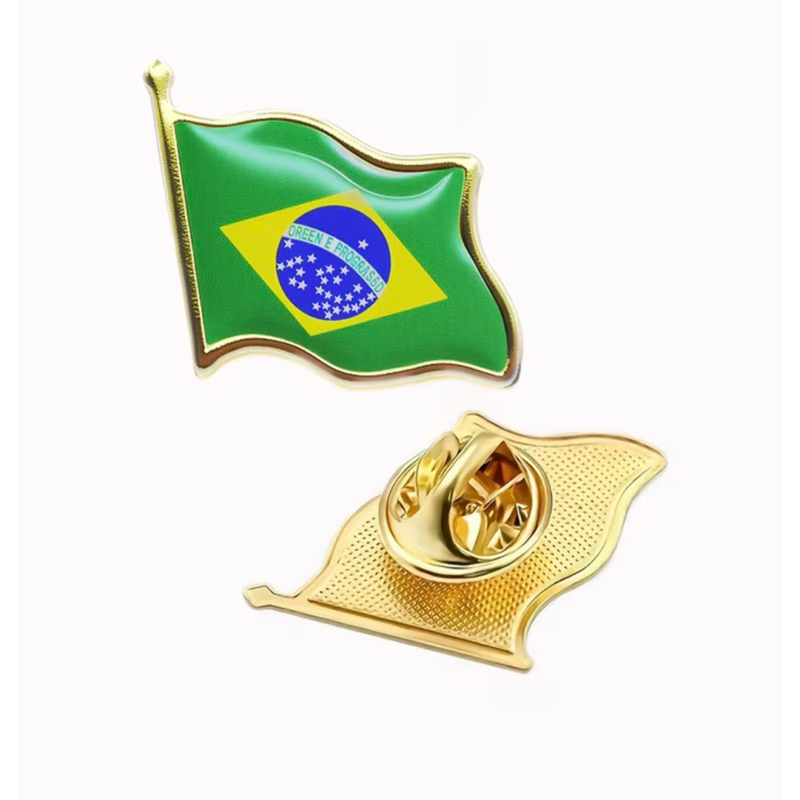 Pin Bandeira do Brasil Broche Metal Dourado Esmaltado 2,5cm | Acessório para Mochila, Terno, Jaqueta e Bolsa , Copa 2026