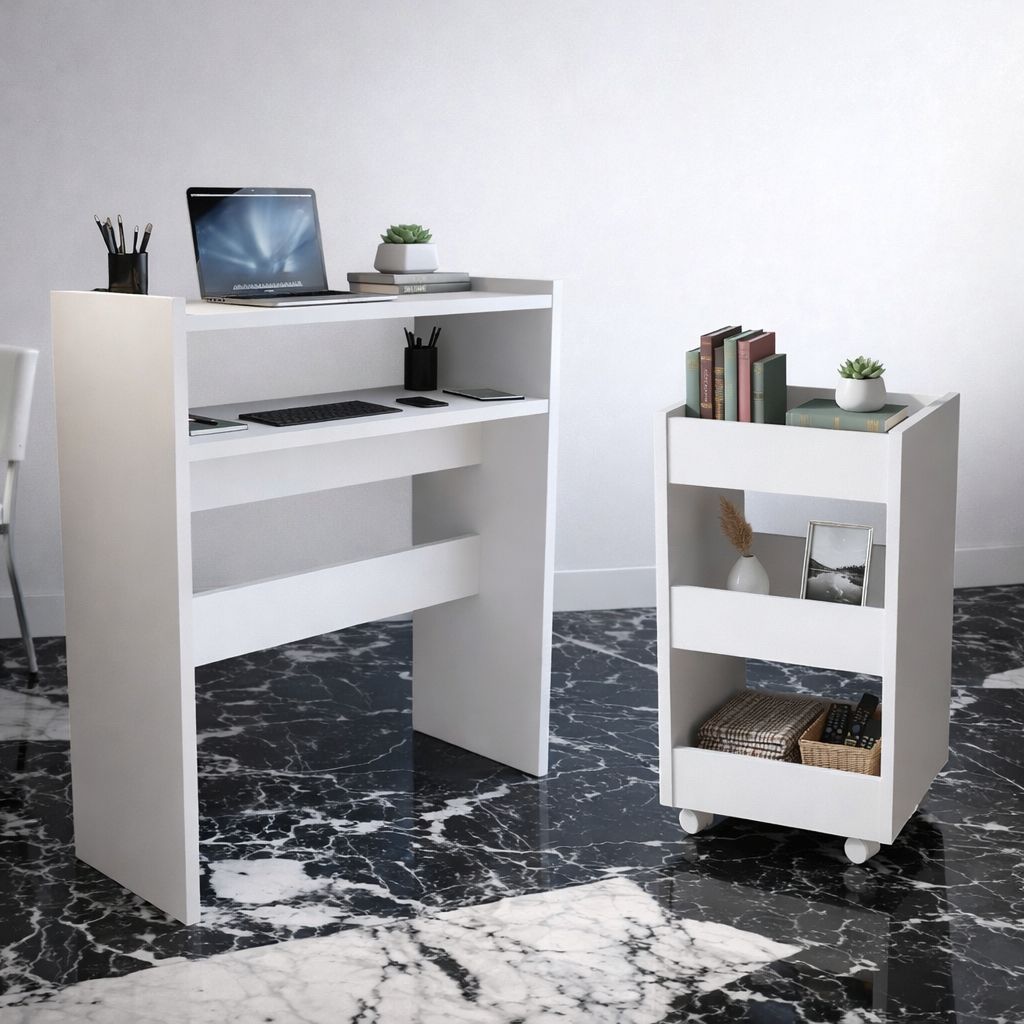 Kit Organizador Premium – Mesa Multiuso + Carrinho Funcional