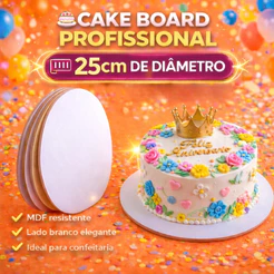 Kit Cake Board 25 cm Mdf Supla Confeitaria Frios Cake board Tabuleiro Bolo Tamanhos