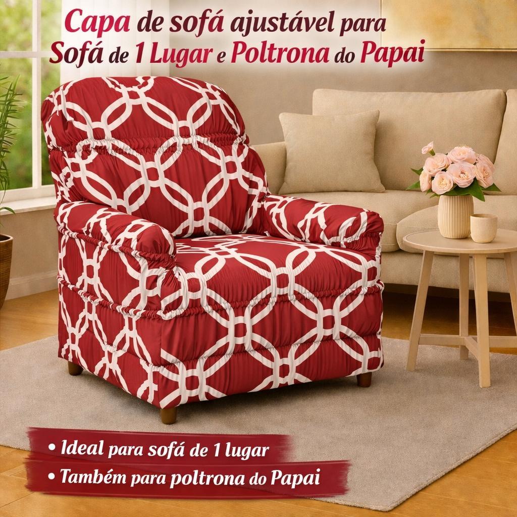 Capa Sofa Poltrona Papai Elasticada Malha Helancia 100% Poliéster Estampada
