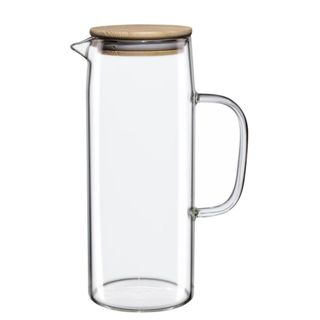 Jarra De Vidro Para Suco Água Com Tampa de Bambu  1,2L em Oferta na Shopee