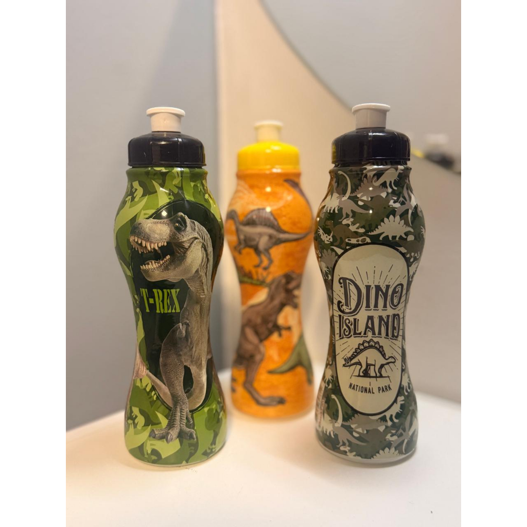 Garrafa Dinossauro 450ml | Squeeze Infantil Escolar | Garrafinha Resistente para Creche. Mundo Dino