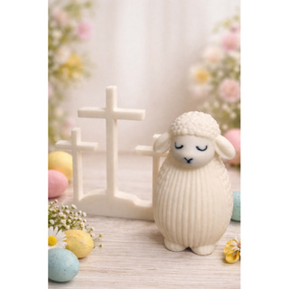 Kit decoração de Páscoa ovelha e cruz em Oferta na Shopee