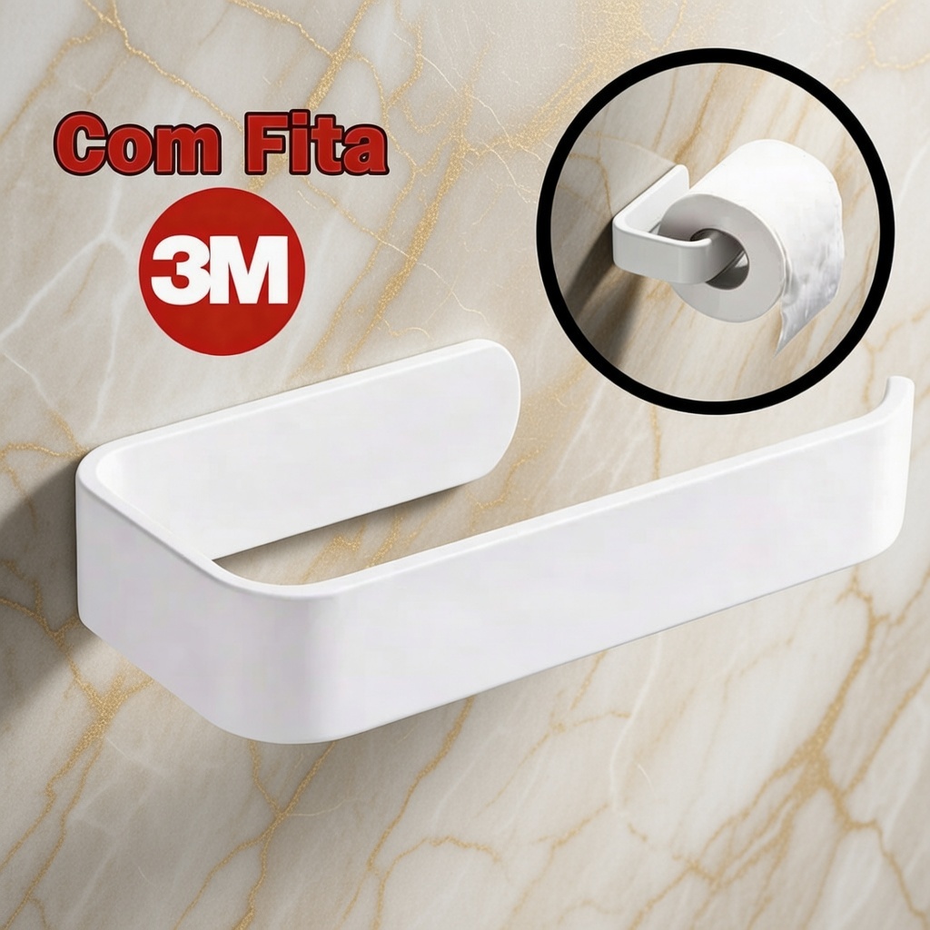 Porta Papel Higiênico Simples Suporte Parede Armário Banheiro sem perfuração Autoadesivo