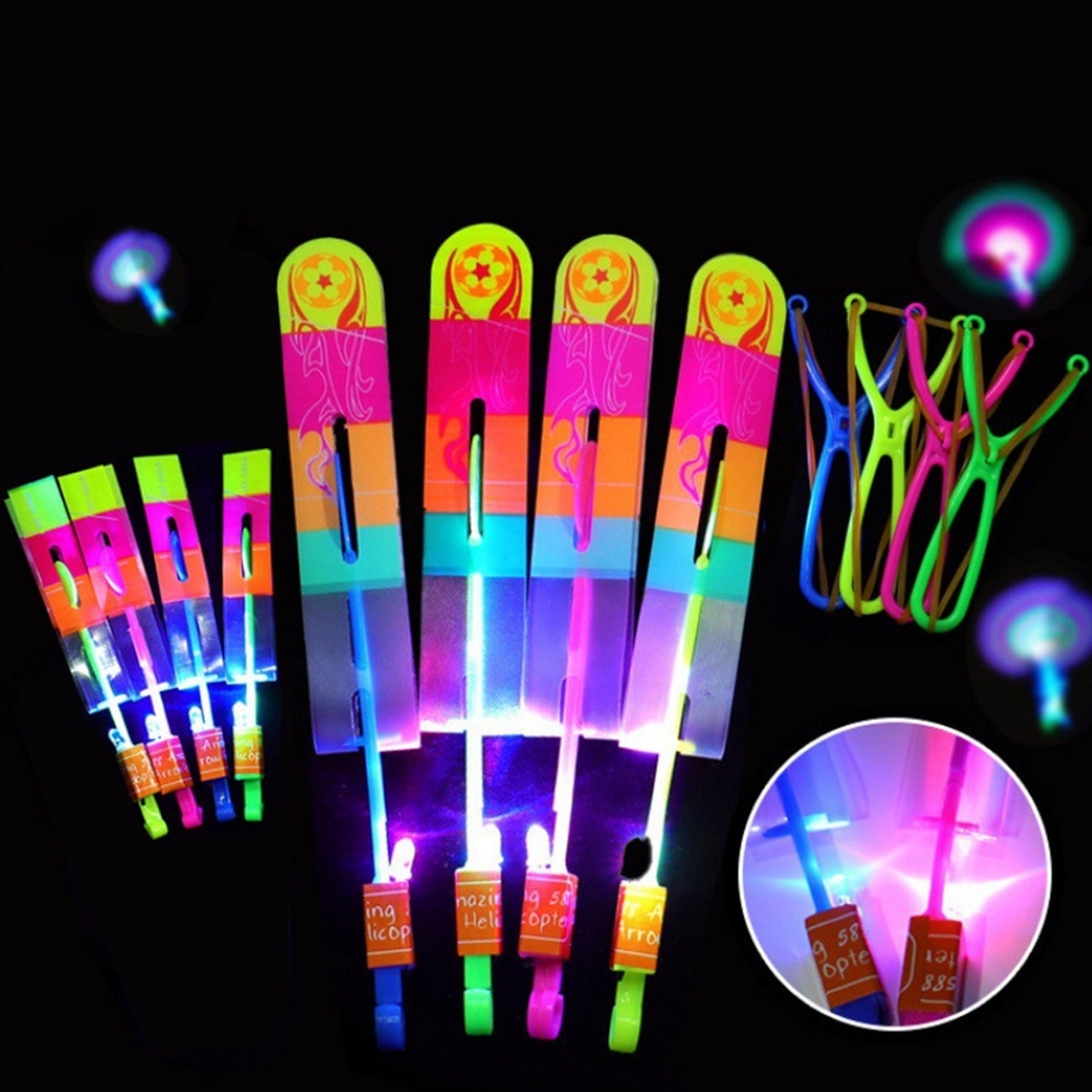 Kit 5/10/15/20 Bonecos Voadores LED com Foguete Estilingue | Brinquedo Infantil