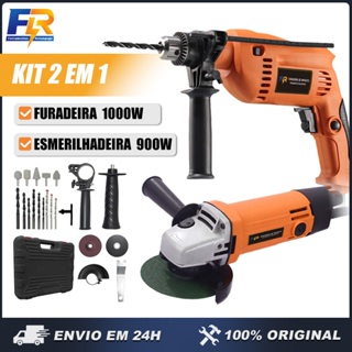 Kit Furadeira de Impacto e Esmerilhadeira Lixadeira 2 em 1 900W+1000W em Oferta na Shopee