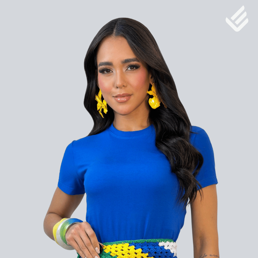 Camiseta Feminina Baby Look Azul Royal 100% Algodão Básica Lisa Confortável Dia Dia