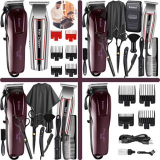 Maquina Cortar Cabelo Kemei com ou sem Tesouras Barbeiro e Acessórios em Oferta na Shopee