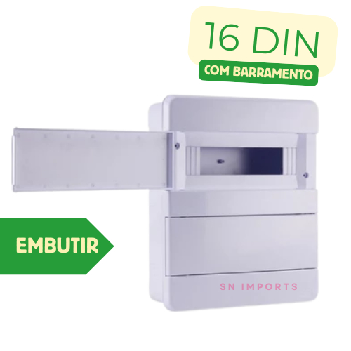 Quadro de Distribuição 16 Din com Barramento Para Embutir Branco Forceline