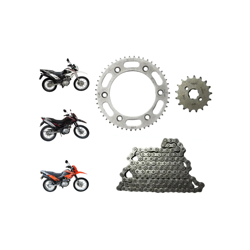 Kit Relação Transmissão Coroa Corrente Pinhão Honda NXR Bros 150 2003 até 2015