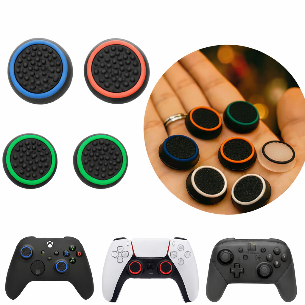 Kit com 10 Grips Diversos de Borracha Silicone Botão Compatível com Controle Gamer PS3 PS5 PS4 XBOX Protetor Analógico