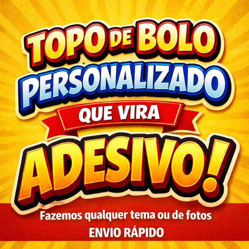 topo topper de bolo personalizado vira adesivo após uso FAZEMOS QUALQUER TEMA decoração anivesario topo de bolo