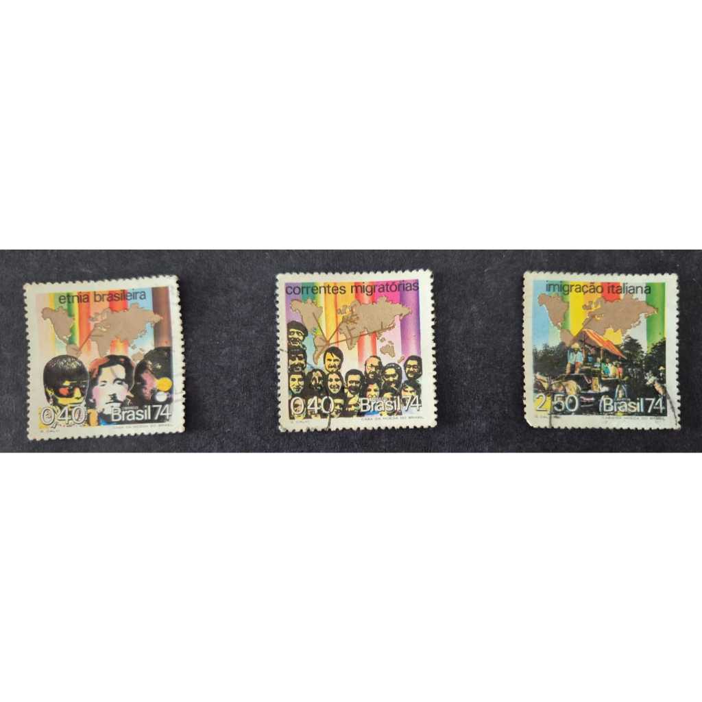 Parte da série formação da etnia brasileira 3 selos dos correios usado, C840, C841 e C843.
