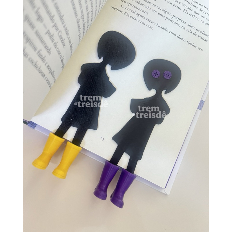 Kit Marcadores de Página Coraline Geek Leitura Livro Presente Criativo Papelaria Fã Filme Fantasia Impressão 3D