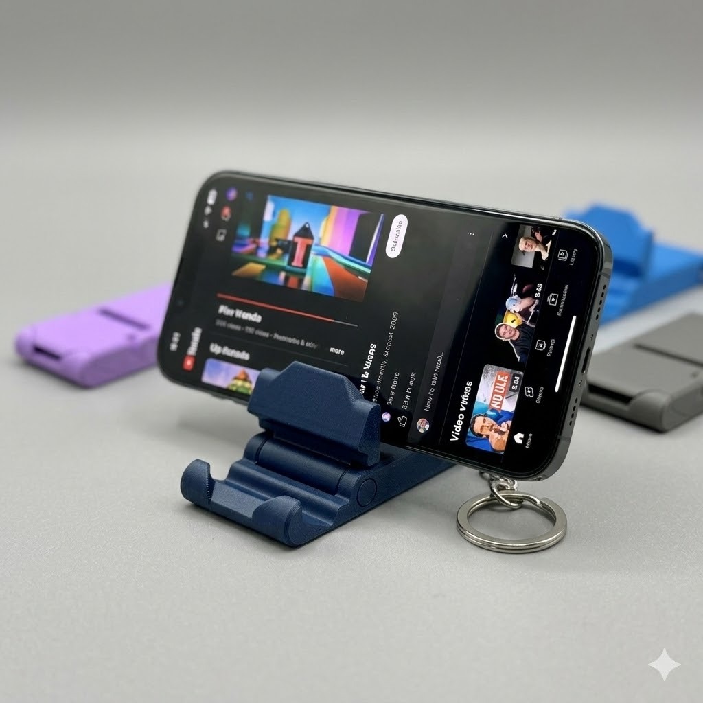 Suporte de Celular Chaveiro portátil Dobrável Universal, Compacto, Leve e Resistente. Minimalista