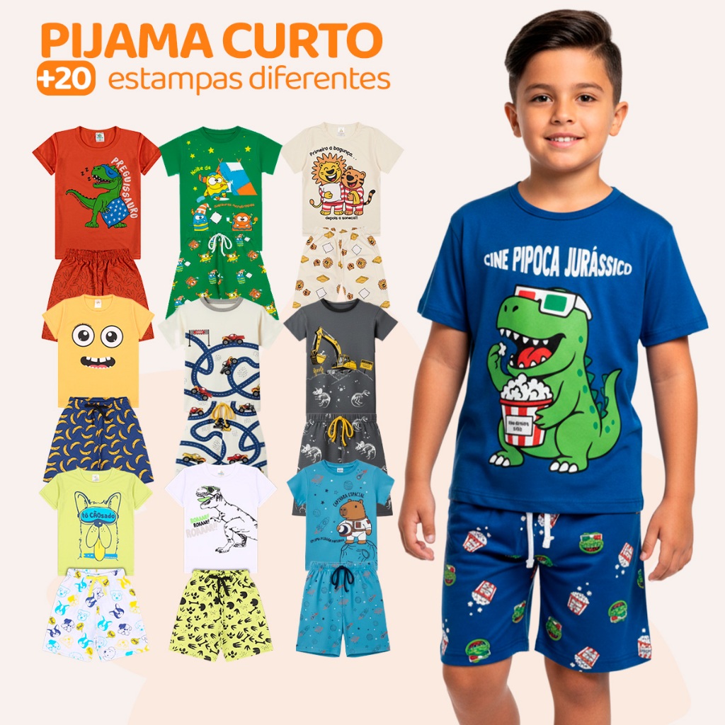 Kit Sortido 8 ou 6 Peças Pijama Curto Bebê Menino Pijamas Masculino Bebê Roupa Infantil de Bebê para o Verão