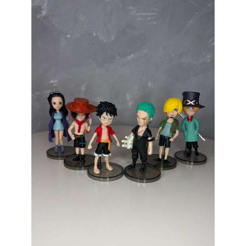 Action Figure One Piece Kit Com 6 Pcs Monkey D. Luffy, Roronoa Zoro, Sanji, Sabo, Nico Robin, Portgas D. Ace