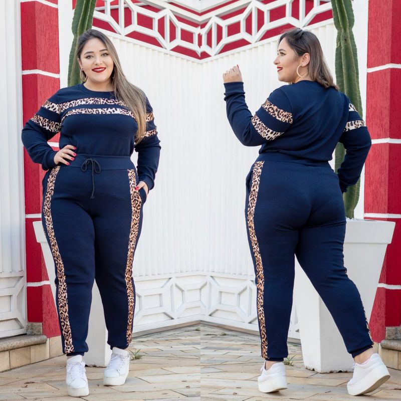 Moleton Plus Size malha conjunto calça + blusa