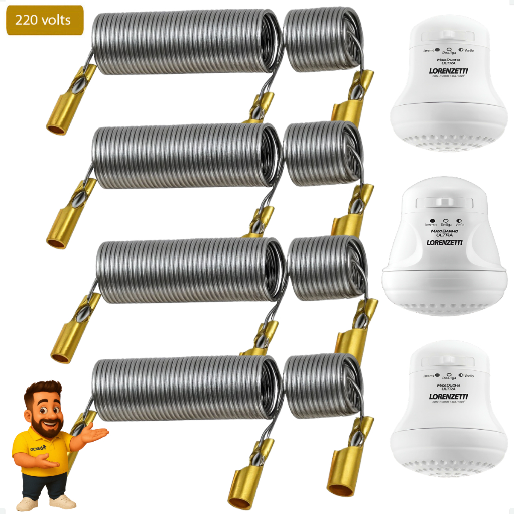 Kit 4 Resistência Ducha Maxi Ducha / Bello Banho / Max Banho / Torneira Clean 5500w 220v - PMR