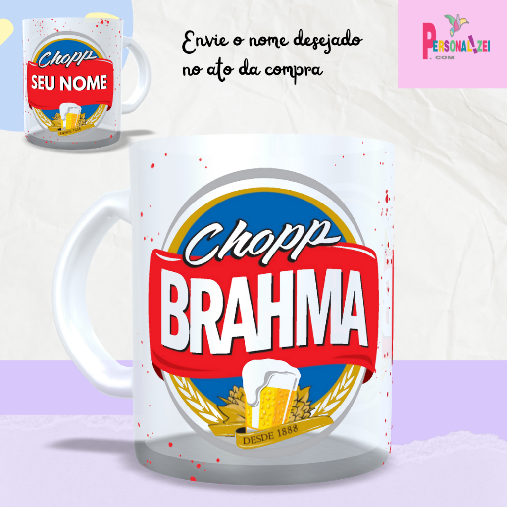 Caneca Vidro Brahma Com Nome Caneca Personalizada Vidro Jateado Presente Caneca Brahma Com Nome