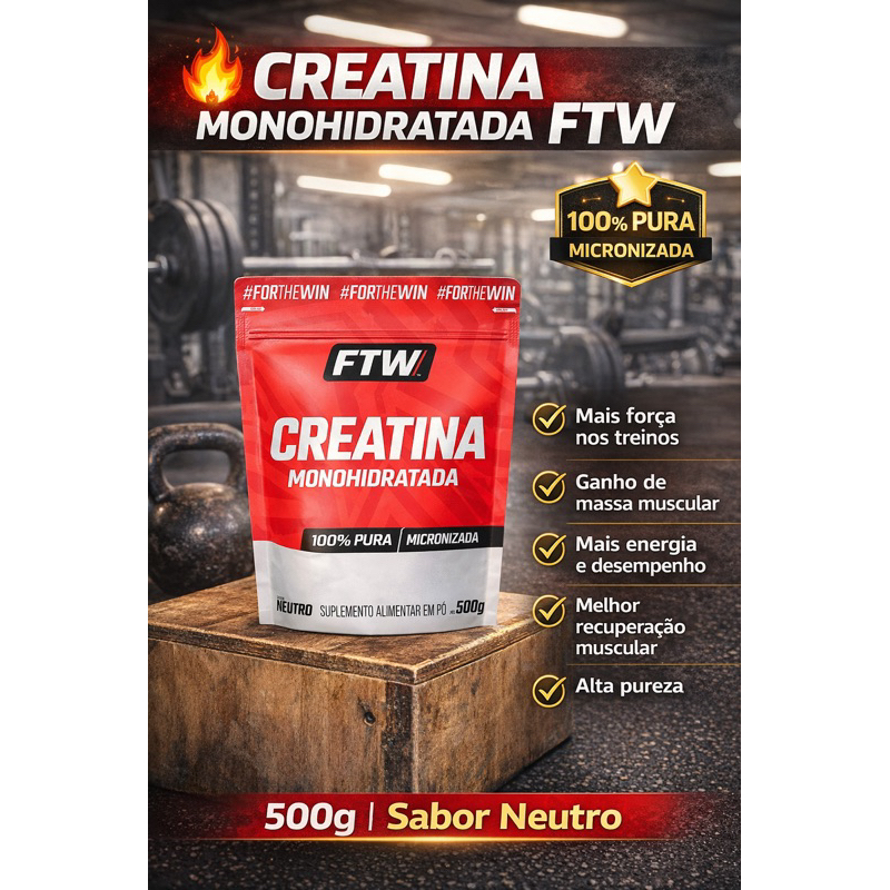 Creatina FTW 500g 100% Pura Monohidratada – Força & Explosão