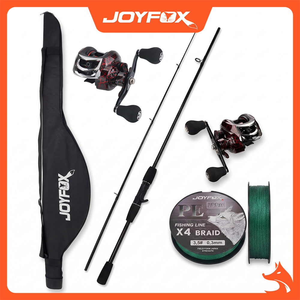 Kit De Pesca JOYFOX: Vara 1.65m + Carretilha (Esq/Dir) 17+1 Rolamentos 10kg Drag + Linha + Bolsa