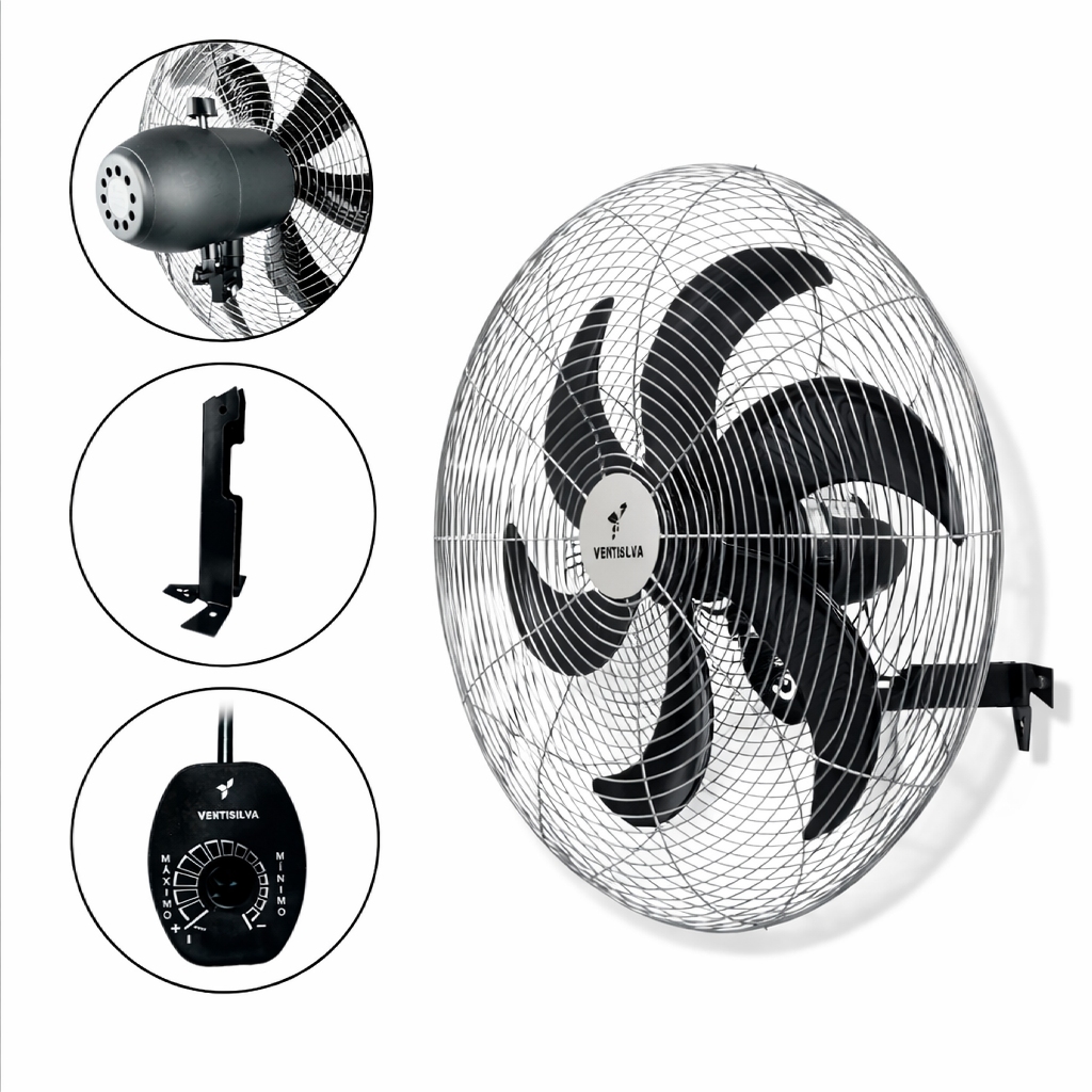 Ventilador de Parede 65cm Ventisilva Bivolt VPL Mais ou VPL Maispi Preto/Prata Controle Velocidade