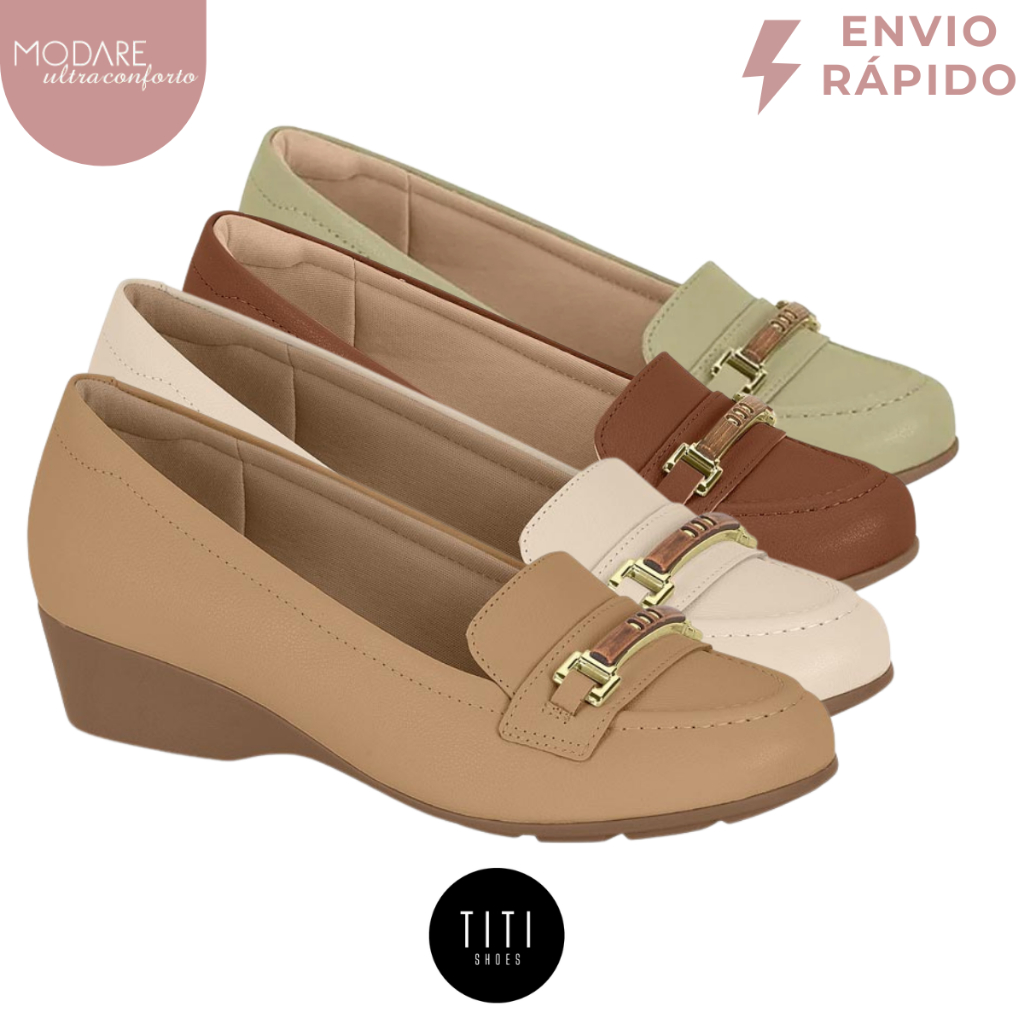 Mocassim Feminino Modare Ultraconforto Anabela Baixo 3cm Macio Joanete Trabalho Original