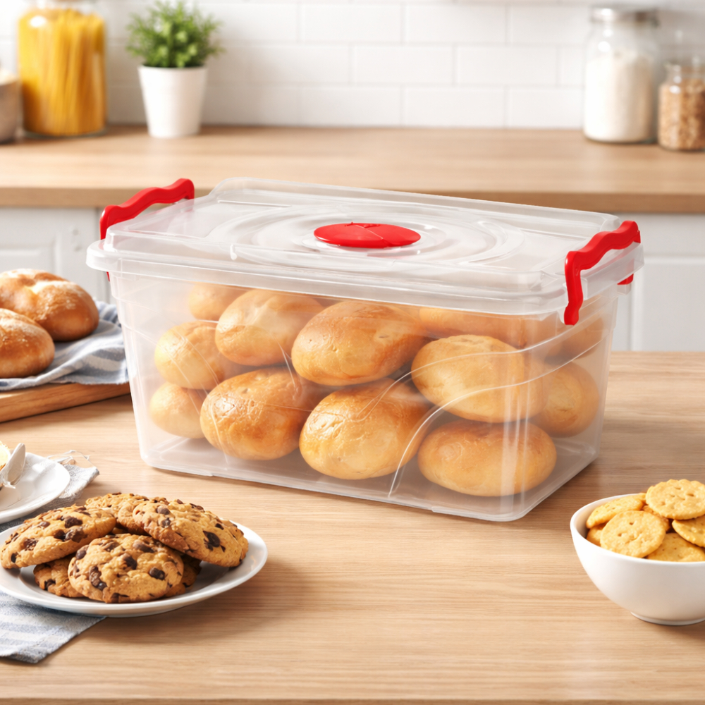 Pote Organizador de Mantimentos 7,5L Transparente com Trava Plástico Resistente N473