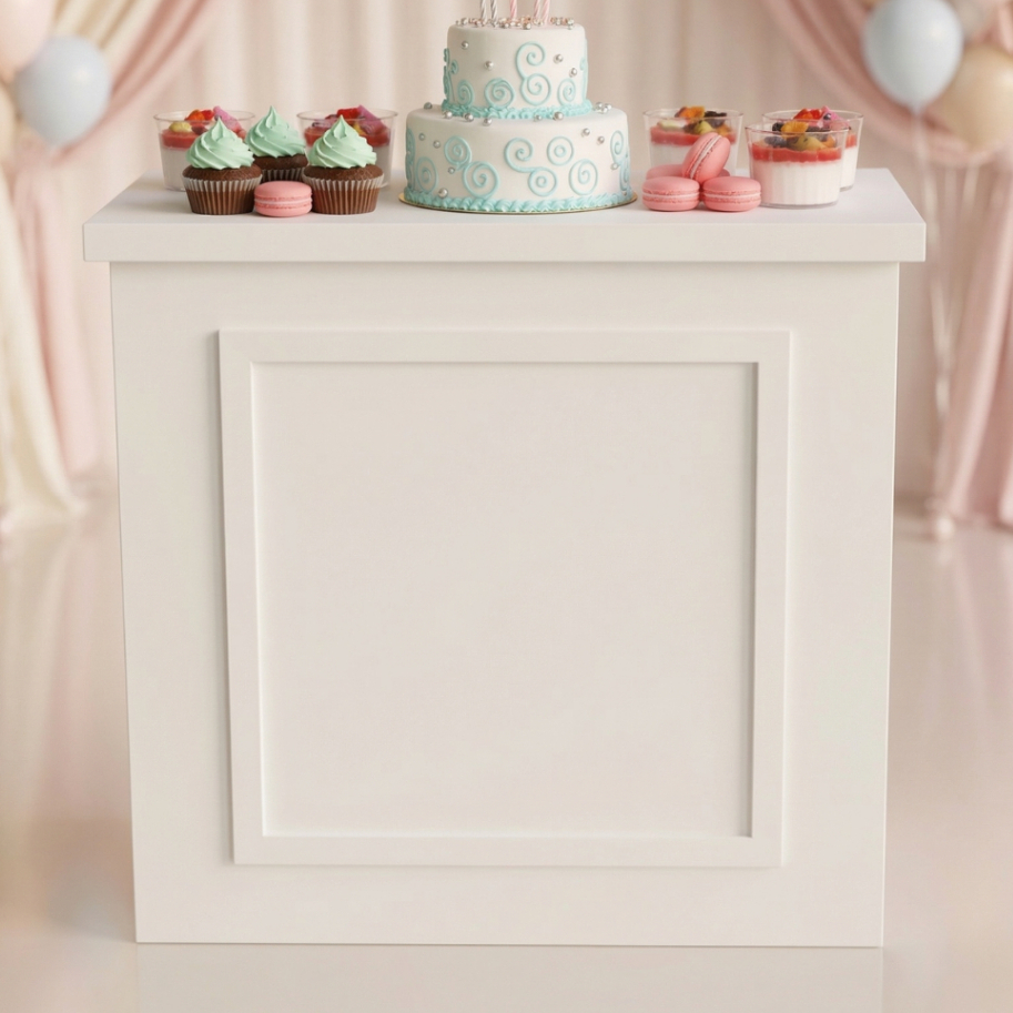 Cômoda Quadrada MDF Branca Decorativa para Festas Eventos e Decoração