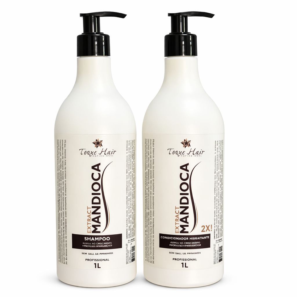 Kit Shampoo 1 L+ Condicionador 1L Mandioca Toque Hair para Crescimento dos Fios Fortalece Cabelo