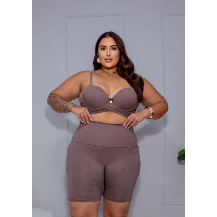 Shorts Íntimo Confy Nica Brasil Chocolate Forro Completo Algodão | Evita Atrito Coxas | Usar Saia e Vestido | P ao G1