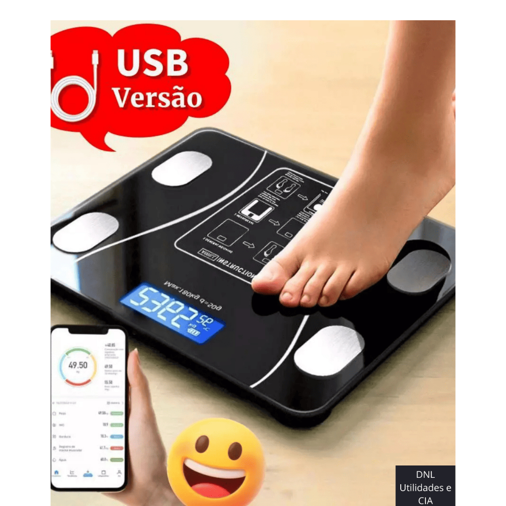 Balança Bioimpedância Digital Profissional lmc Aplicativo Bluetooth USB Fitness Treino 140kg