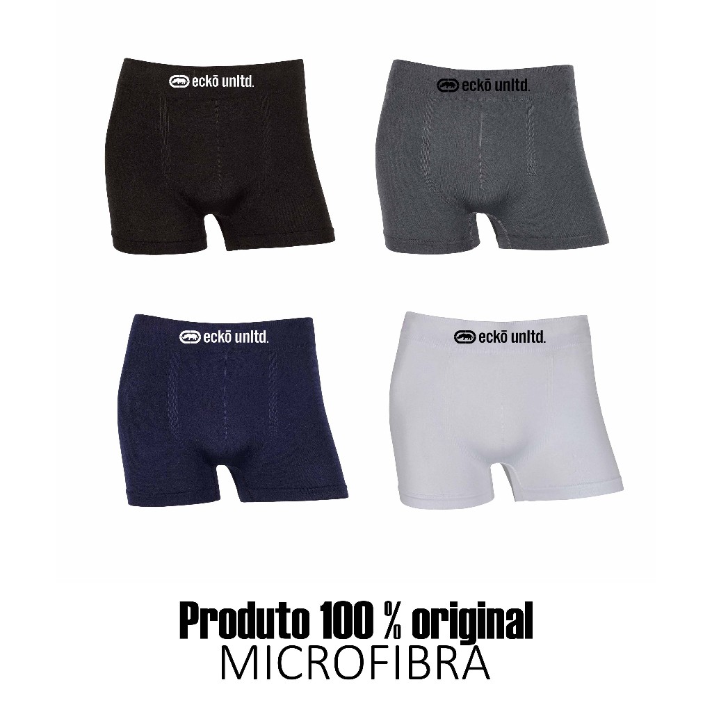 Kit 2 ou 4 cuecas boxer Ecko Sem Costura em Microfibra