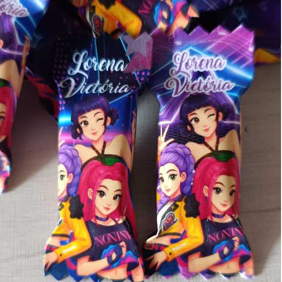 50 balas personalizadas para festa infantil Lembrancinhas Guerreiras do k-pop Huntrix