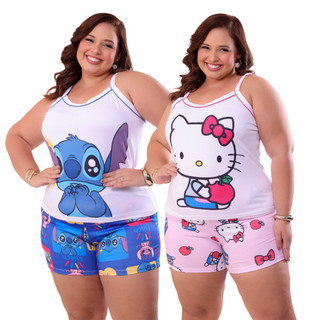 Pijama Baby Doll de alça plus size roupa de dormir feminina short doll