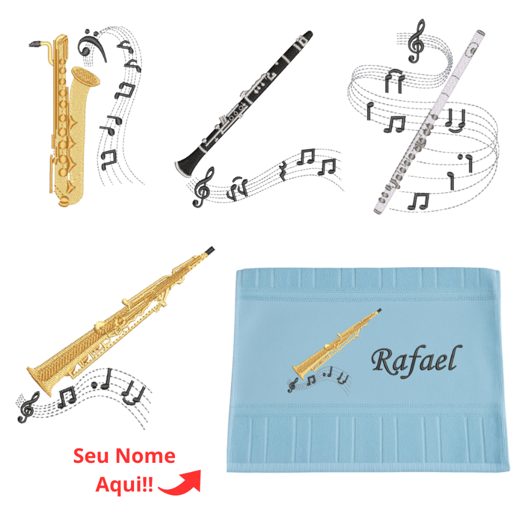 Toalha Lavabo Personalizada Instrumentos Musicais + Seu nome em Oferta na Shopee
