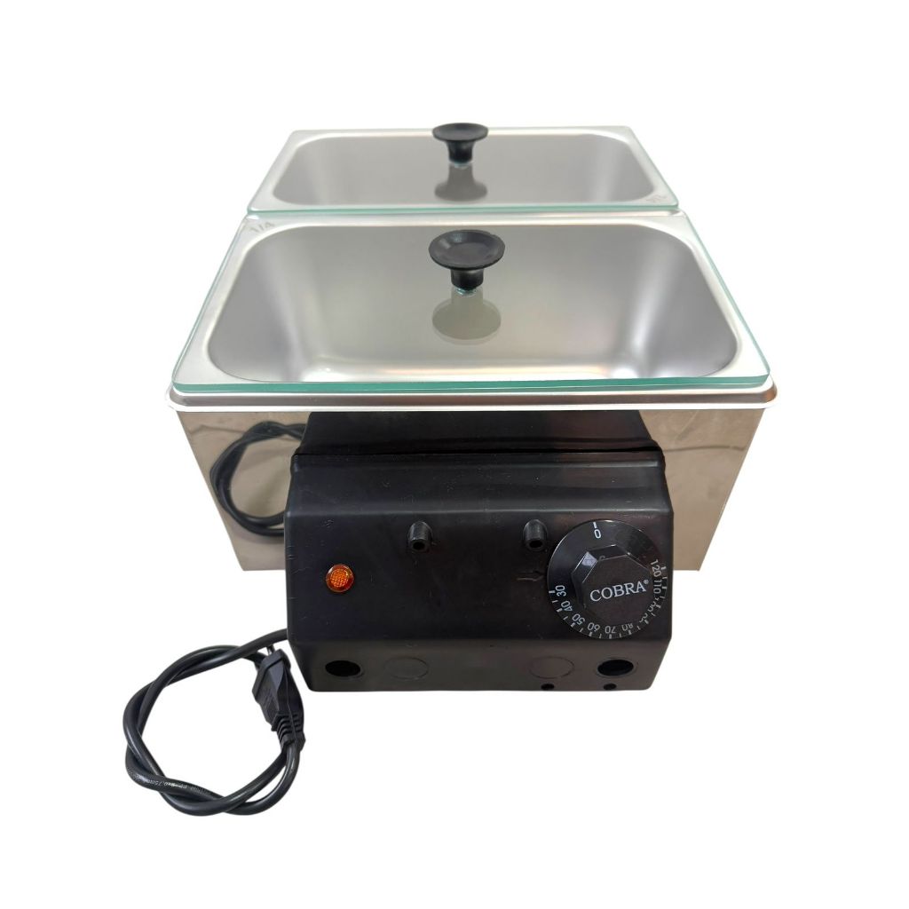 Molheira Inox 5 Kg 2 Cubas 2,5kg tampa de vidro